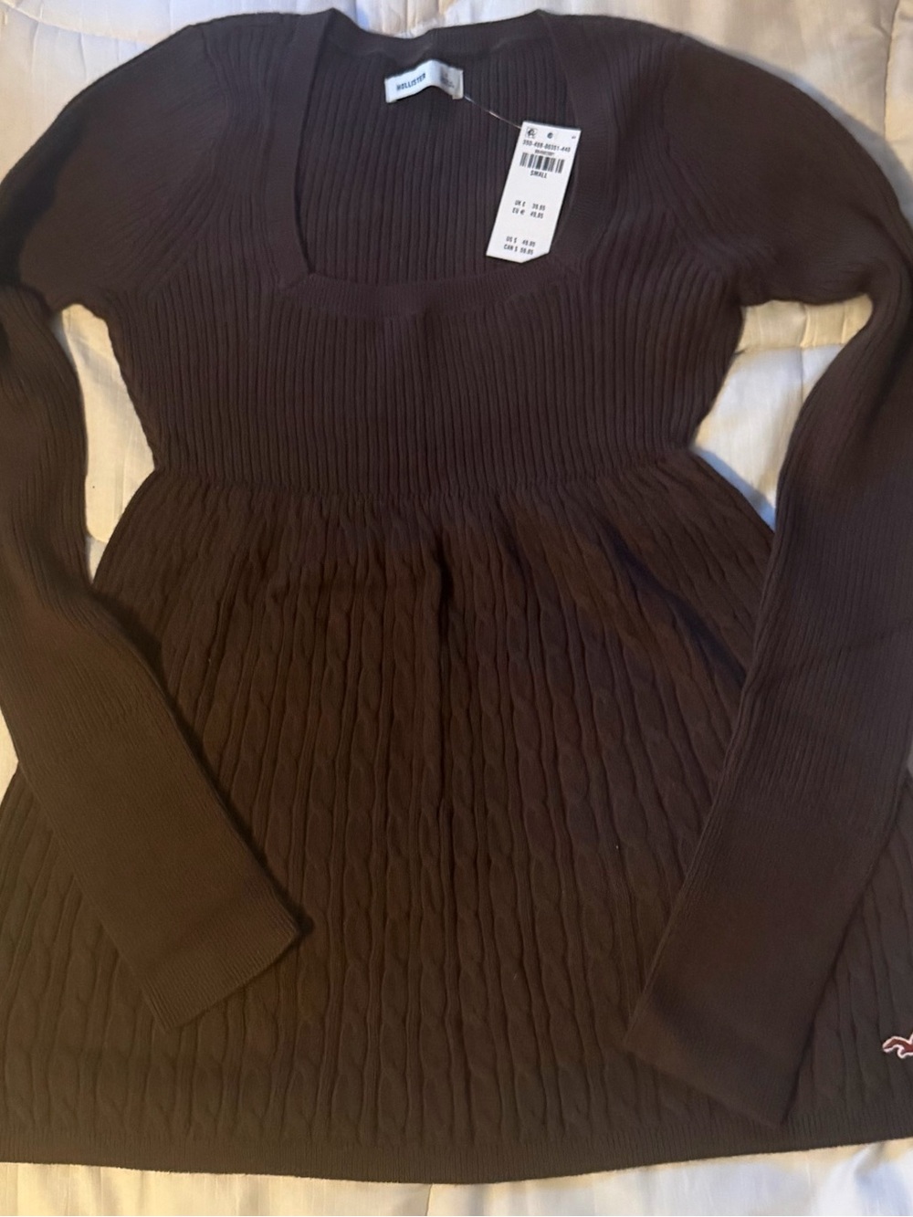 Hollister Brown Babydoll Sweater (NWT)